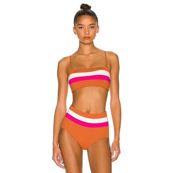 L*Space Rebel Stripe Bikini Top in Colorblock Size S
